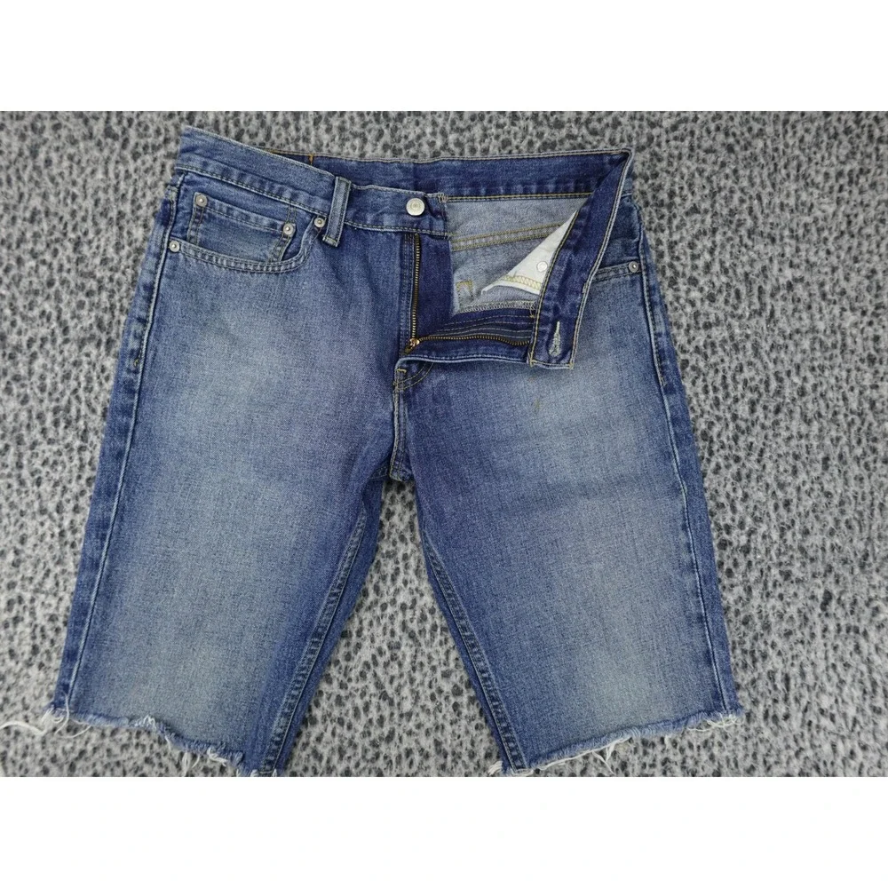 Levi's 511 Slim Fit Denim Shorts Mens 32 Blue Medium Wash Raw Hem Cut Off